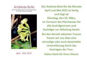 Andreas-Bote für April/Mai ist abholbereit