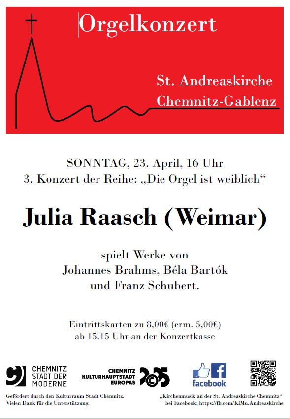 Orgelkonzert mit Julia Raasch am 24.04.2023