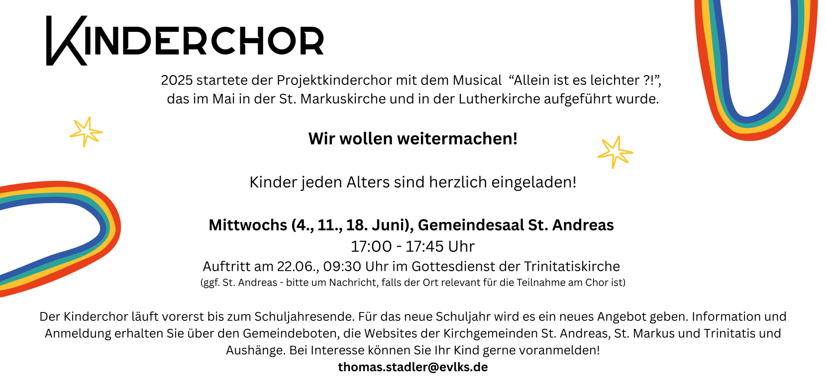 Kinderchor – bis Schuljahresende 2025